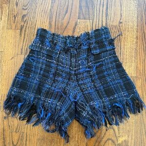 CHANEL Vintage Classic Tweed Blue High Waist Women's Shorts
